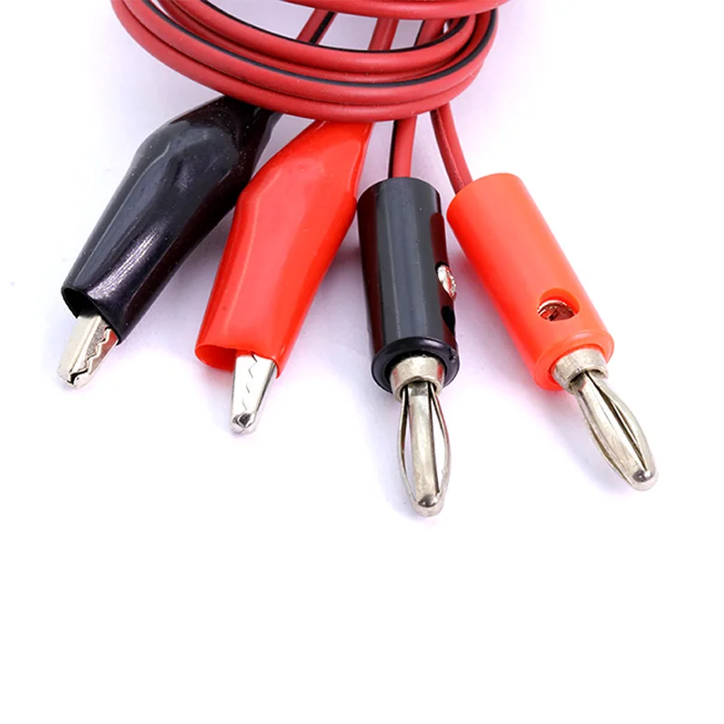 2pcs/lot 1m Alligator Cilp to Banana Plug Test Cable Lead Connector Dual Tester Probe Crocodile Clip for Multimeter DIY 100CM