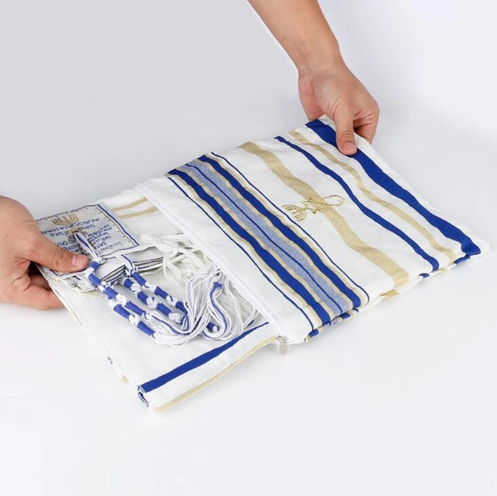 180*130cm Tallit Prayer Shawl Cotton Tallit Tzitzit for Prayer Wash & Iron Gift Bar Mitzvah Big size