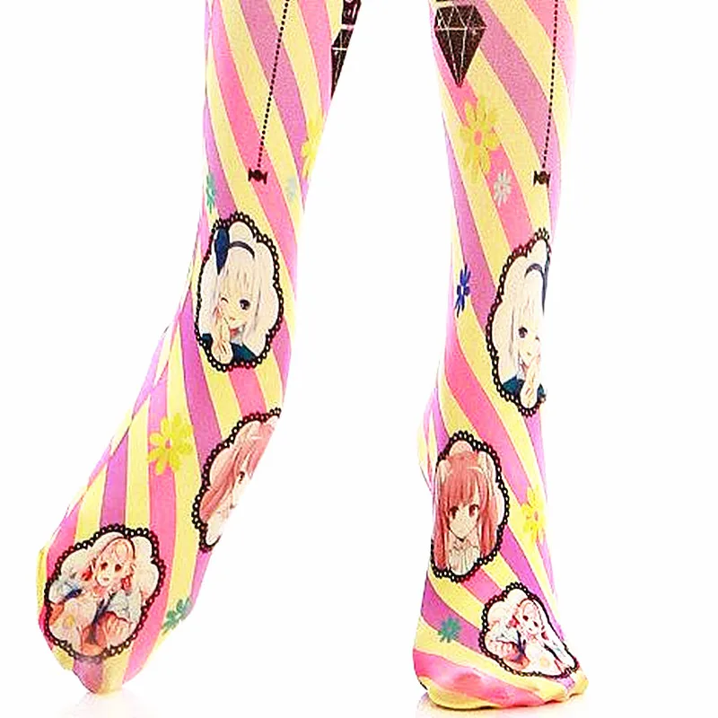 Women's Tights Kawaii Cute Little Girl Printed Harajuku Lolita Smooth and Heat Tech Super Stretch Pantyhose Leggings for Girls