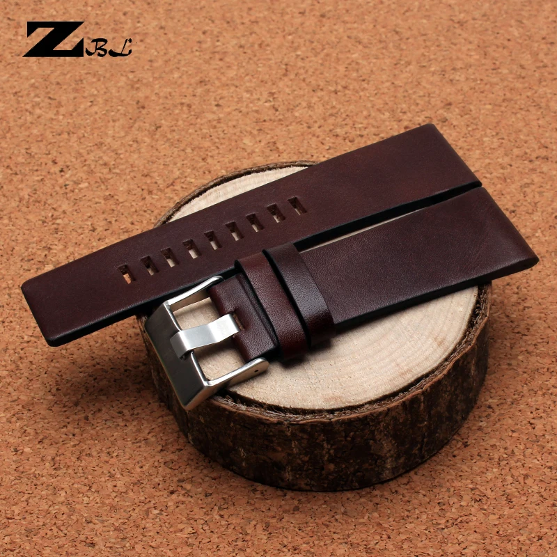 26MM 28MM 30MM 32MM Soft Calf Leather Strap Striped Watch Band for Diesel DZ4323 7333 Watch Strap Men\'s Wrist Watch Bands