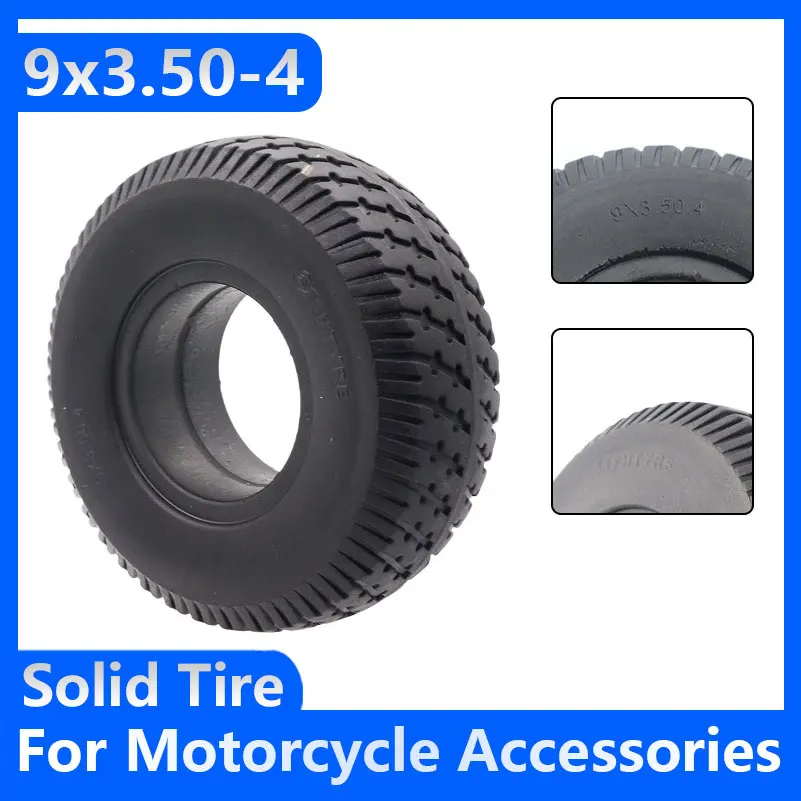 

9x3.50-4 Solid Tire 9 Inch Foam Filled Tyre for Turf Rider Tread Lawnmower Golf Cart ATV Pocket Bike Kart Mobility Scooter