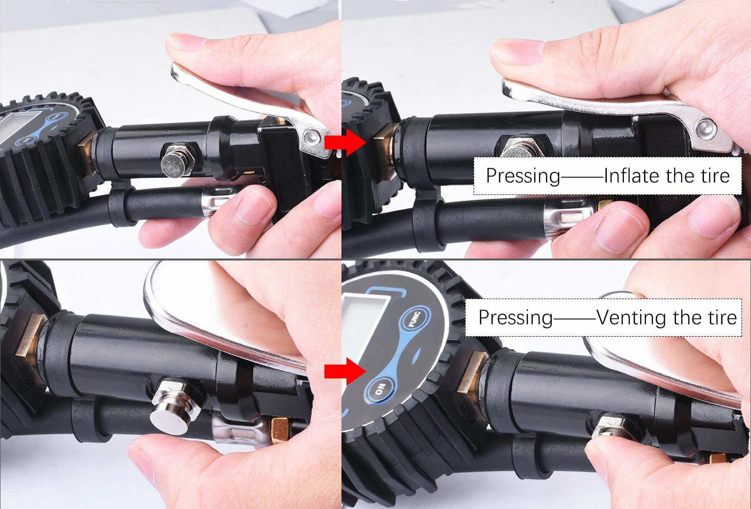 Car Truck Air Tire Inflator with Digital Pressure Gauge 200 PSI Air Chuck & Hose Pistol Type Automobile Pressure Gauge