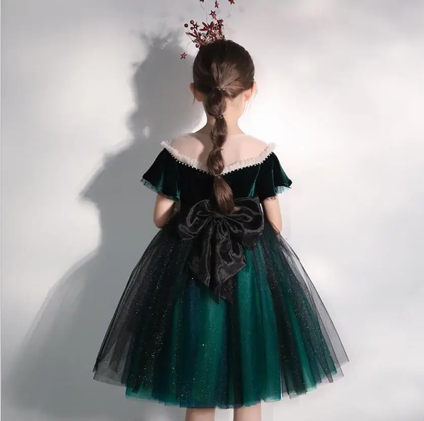 Green Flower Girl Dresses Princess Dress For Weddings Party Sequin Lace First Communion Clothes Special Occasion Pageant Costume