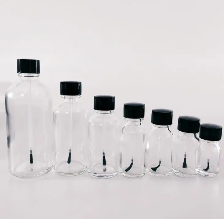 200 x 5/10/15/30ML Clear Refillable Glass Essential Bottle With Brush Cap Nail Polish Bottle Transparent Glass Nail Bottle SN572