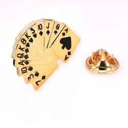 Men's Lapel Pin clothing accessories jewelry Golden poker Brooch High quality copper material brooch for man gift