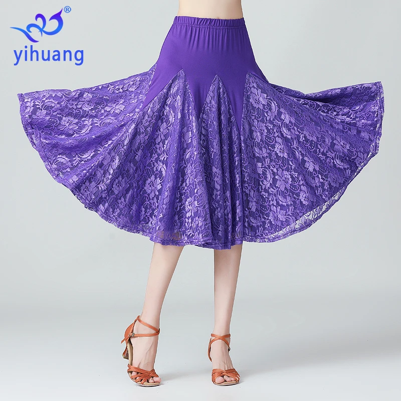 Elegan Dansa Pakaian Praktek Rok Ballroom Latin Rok Kinerja Memakai Pakaian Tango Waltz Menari Rok