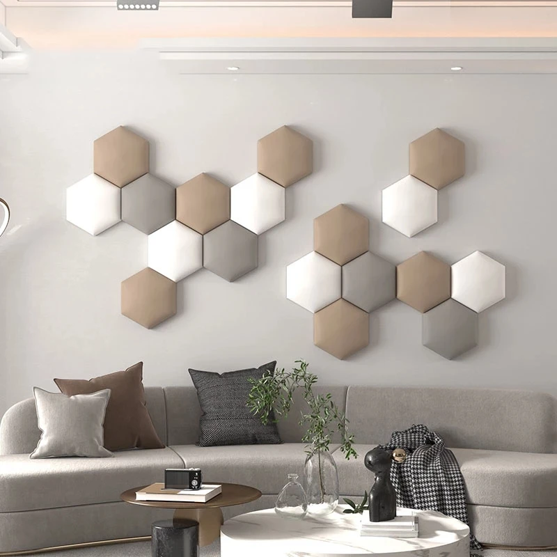 Home Anti-collision Hexagonal Soft Headboard Wall Mat Floor Pad Bedroom Living Room Children's Bedroom Bedside Bed Soft Cushion