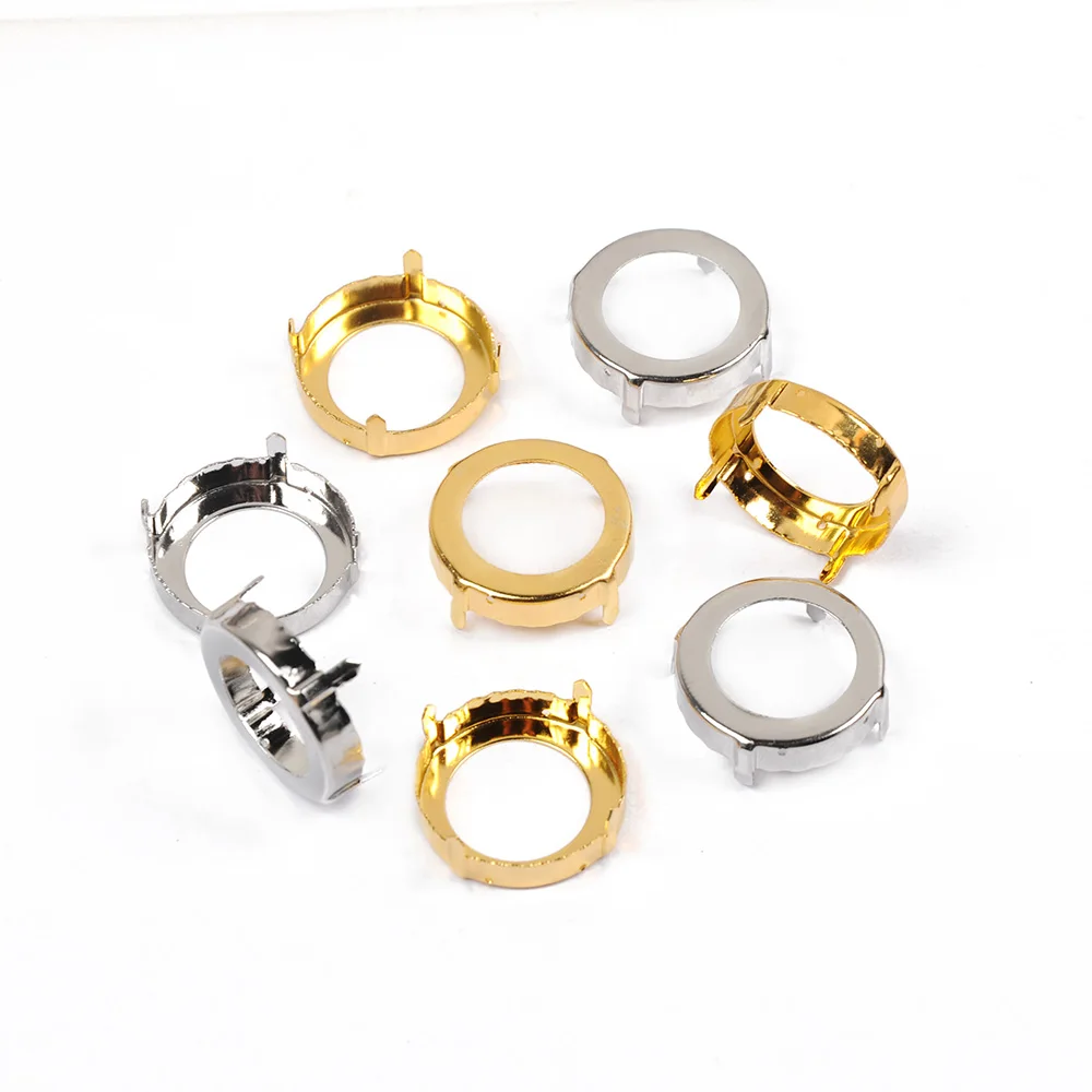 Leere Fassungen für alle Formen, Krallenfassung, verdicktes Kupfer, zum Aufnähen von Strasssteinen, Basis-Set, Silber, Gold, Nähzubehör, DIY-Steinhalter – Detail 4