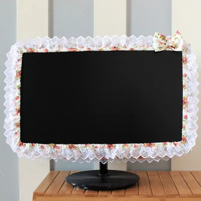 Spitze Stoff Computer Rahmen Abdeckung Monitor Bildschirm Staub Abdeckung Mit Elastische Stift Tasche Bogen Hause Dekorationen