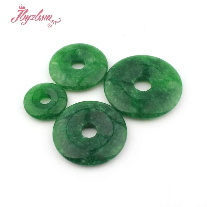 35 40 45mm Ring Donut Round Smooth Green Jades Pendant Stone Beads 1 Pcs,For DIY Necklace Pandant Jewelry Making,Free Shipping