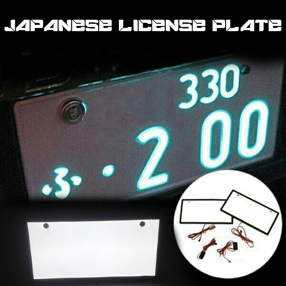 2Pcs LED Japanese Style License Plate License Number Car Decoration License Plate Frame Car Bling Accessories for Japanese Car