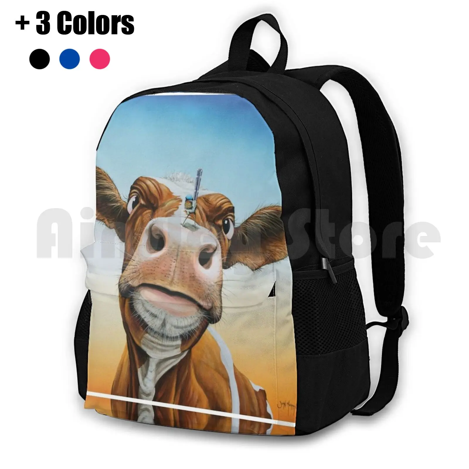 Fearless! Outdoor Hiking Backpack Waterproof Camping Travel John Murray Cows Outback Outback Art Cow Paintings Outback Scenes