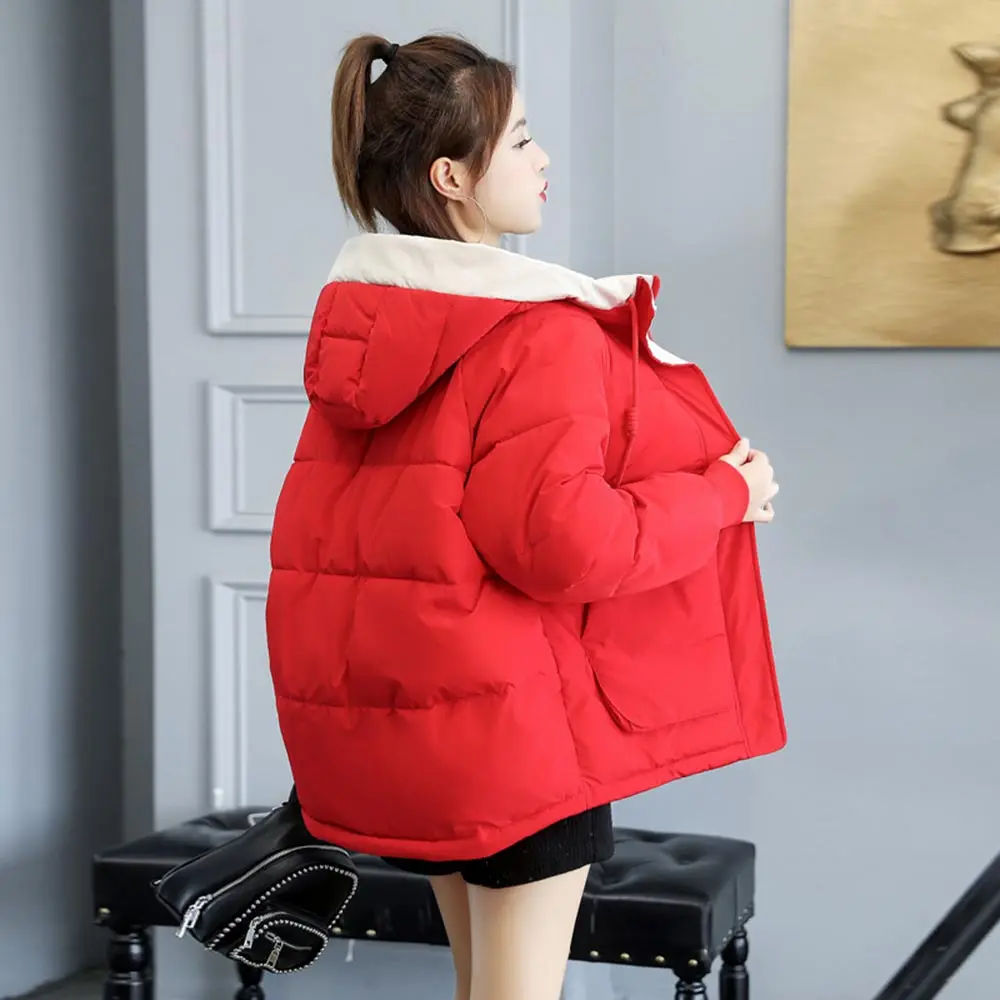 Vielleicht Women Winter Jacket Loose Parkas Patchwork Thickening Warm Coat Hooded Female Down Cotton-padded Short Jacket Coat
