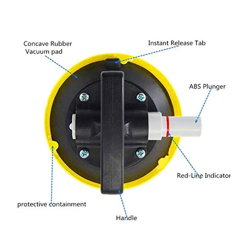 4.5 Cal przyssawka pompa aktywny t-uchwyt podnośnik próżniowy do płaskiej i zakrzywiona powierzchnia szkła i płytek