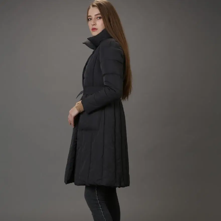 Factory outlets winter New fashion brand thicker warm cotton coat women longer was thin warm jacket parkas with belt F201