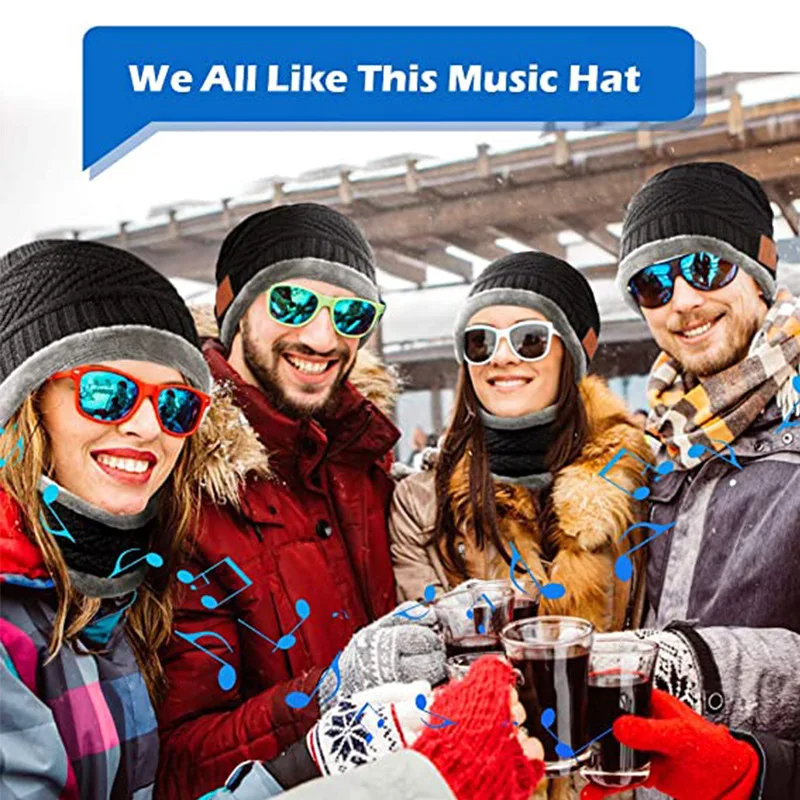 2in1 Winter Bluetooth 5.0 Headset Headband Warm Music Hat with Soft Scarf Microphone for Handsfree Call Outdoor Sport Cap Gifts