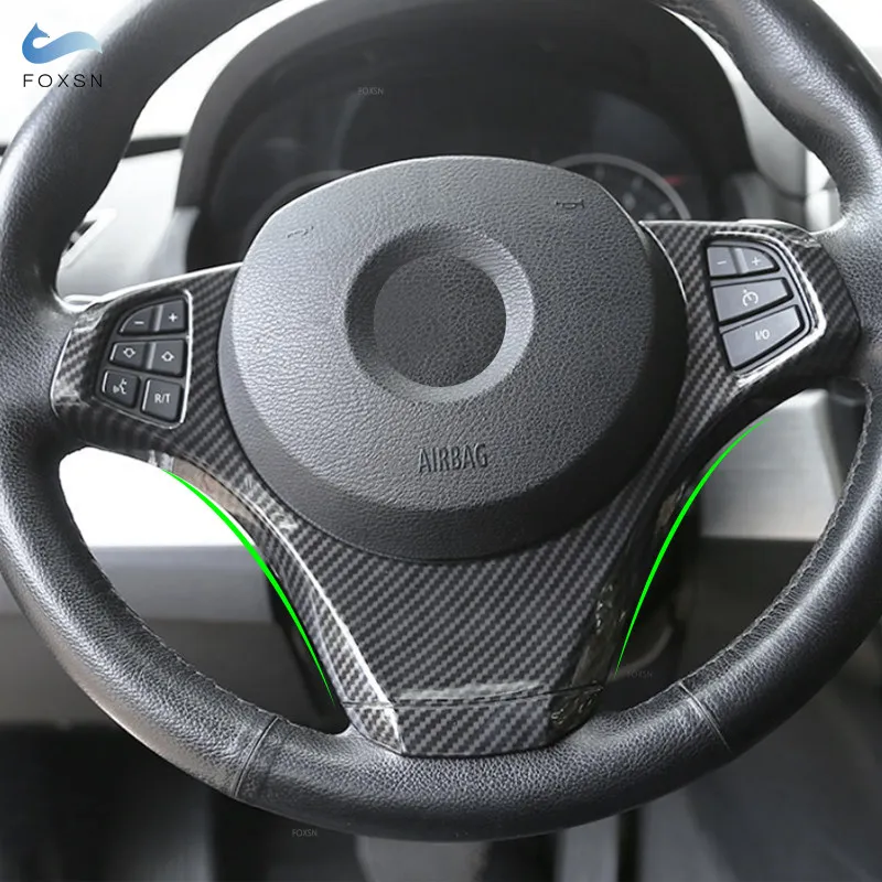 ABS Carbon Texture Car Accessories Interior Steering Wheel Cover Sticker Trim For BMW X3 E83 2006 2007 2008 2009