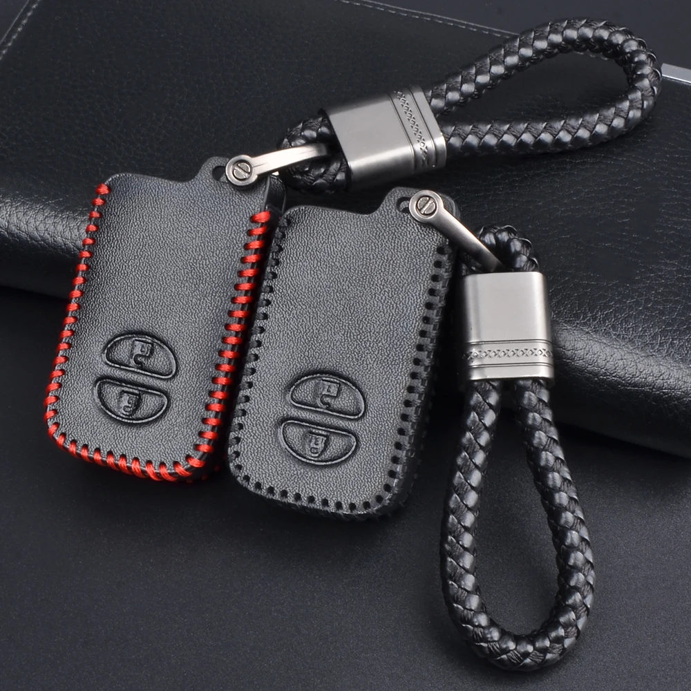 Leather Car Key Case Cover For Toyota Land Cruiser Prado 150 Camry Prius Crown For Subaru Foreste XV Keychain Holder