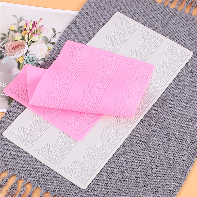 Aomily Beautiful Silicone Lace Flower Wedding Cake Flower Fondant Mold Lace Mousse Sugar craft Icing Mat Pad Pastry Baking Tool