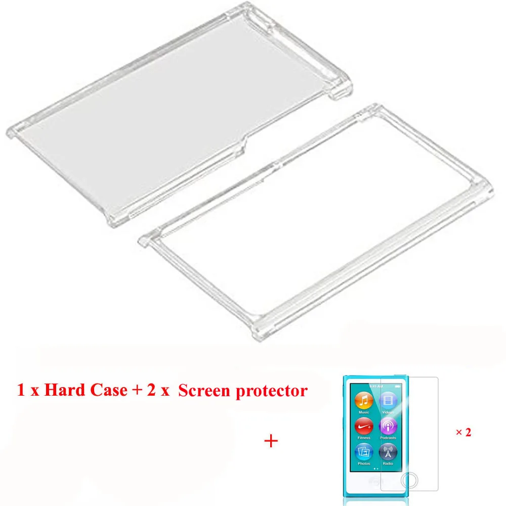 Clear Transparent Hard Front and Back Plastic Shell  Cover Case For Apple iPod Nano 7 7TH 8 8TH Generation with Films