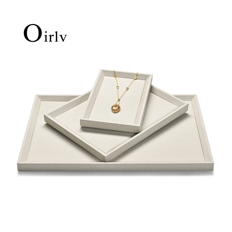 Oirlv Newly White PU Leather Pendant Display Trays 45*30*2cm Jewelry Organizer Pallet for Shop Cabinet