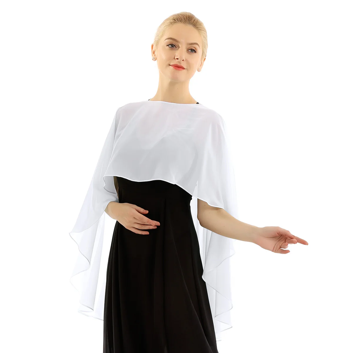 Elegant Women Soft Lightweight Chiffon High Low Shawl Wedding Capes Shrug Bridal Long Shawl and Wraps Ladies Vintage Blouse New