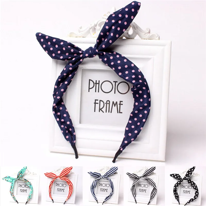 Fashion Rabbit Ears Headband Women Girls Floral Fabric Butterfly Bow Hair Hoop Hairband Headwear Hair Accessories