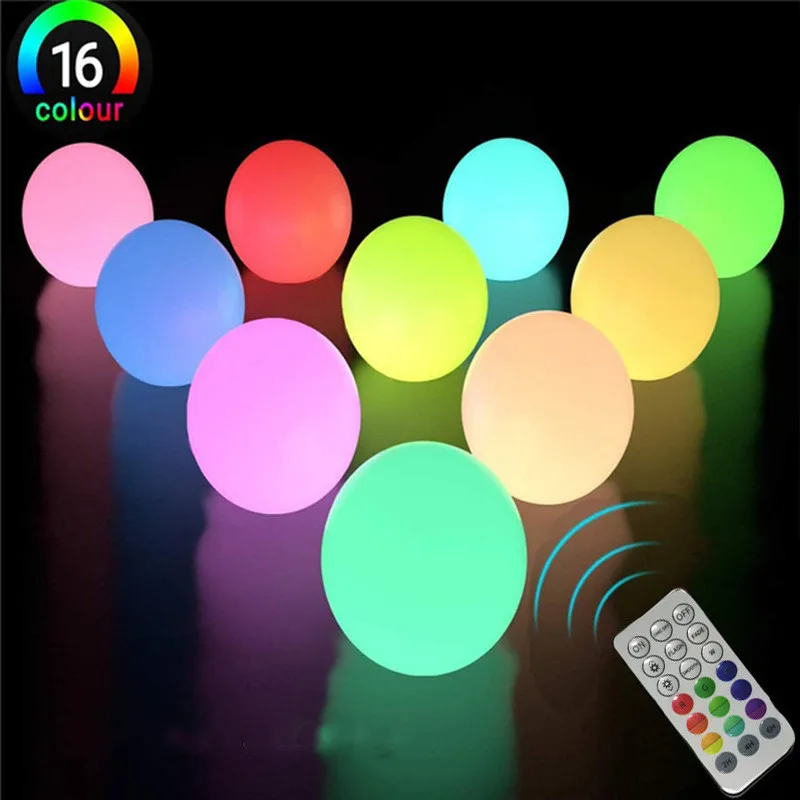 RGB Floating Pool Light 3in 7.8cm Remote LED Pool Ball Lights Night Lamp IP67 Bath toy for Wedding Party Outdoor Garden Swimming