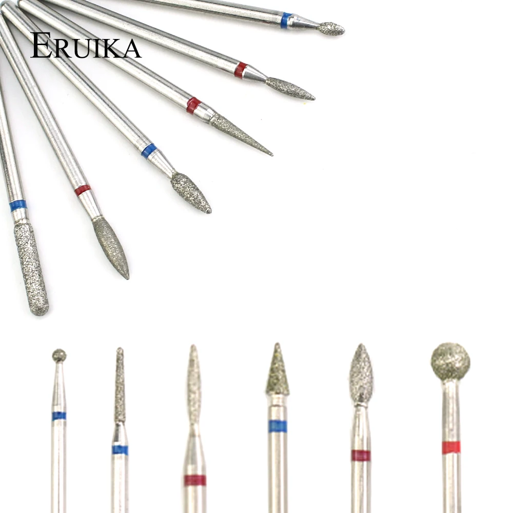 

ERUIKA 6pcs Diamond Nail Drill Set Nail Milling Cutter Machine Aaccessory Manicure Machine Rotary Burr Cuticle Clean Tools