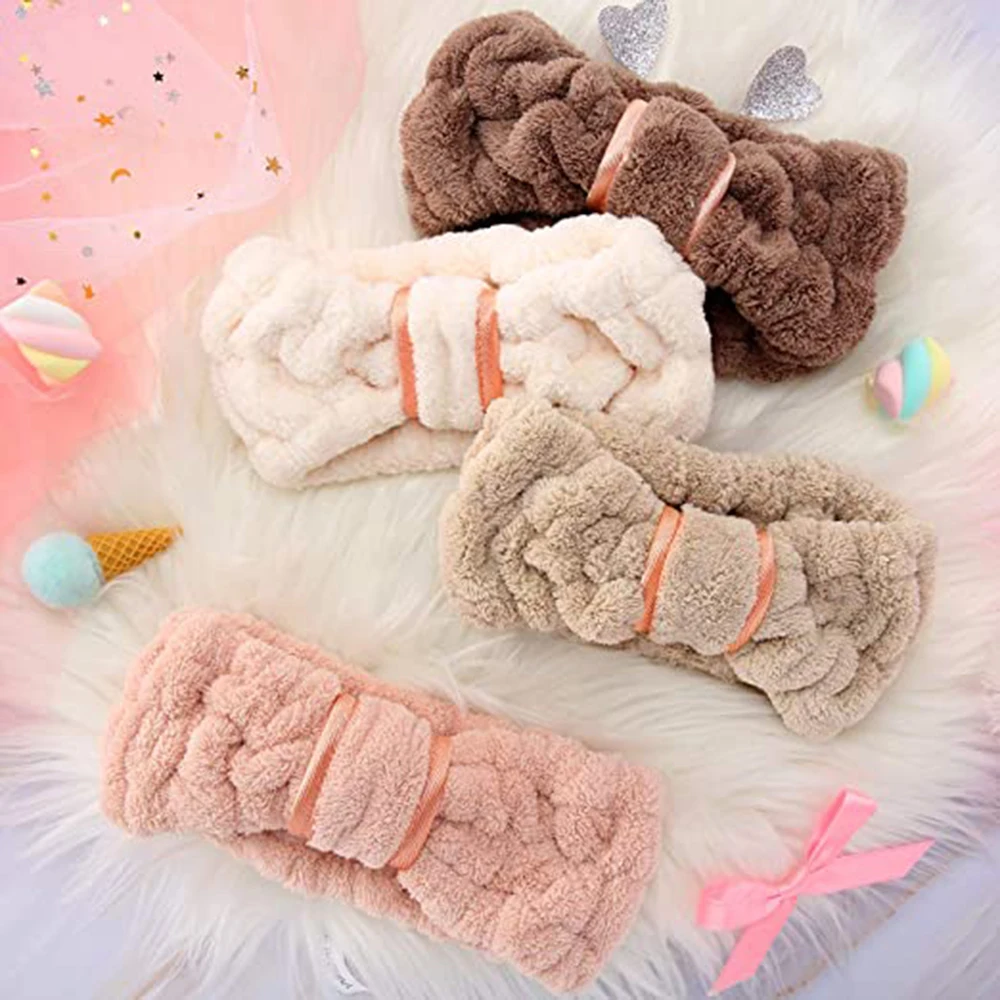 Women Makeup Coral Fleece Headband Wash Face Soft Hair Holder Elastic Hair Bands Girl Headwear Hair Accessories