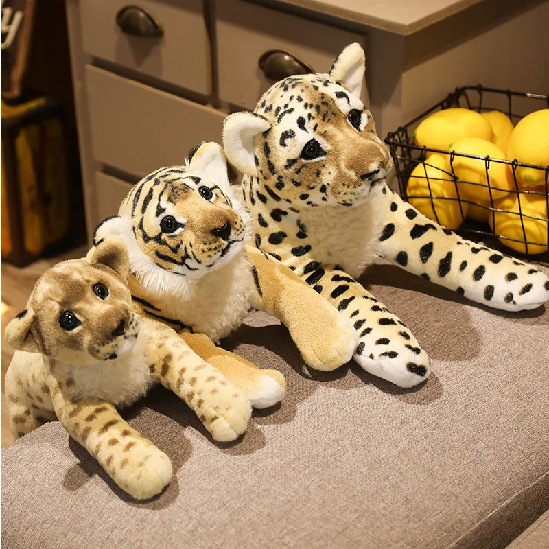 Lifelike Soft Stuffed Animals Lying Tiger Plush Toys Simulation Catamount Little Lion Leopard Doll Cute Girl Gifts For Children