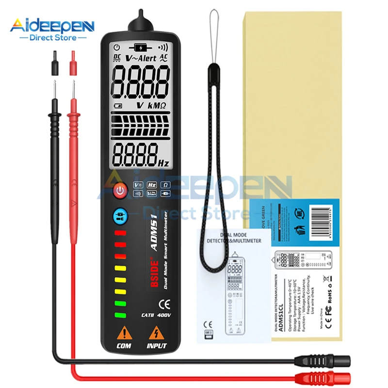 3 Trong 1 Vạn Năng Kỹ Thuật Số Bút Thử Điện Thông Minh ADMS1CL DC Vôn Kế AC + EBTN LCD Điện Áp Chỉ Thị Báo Tua Vít + Thể dây Test