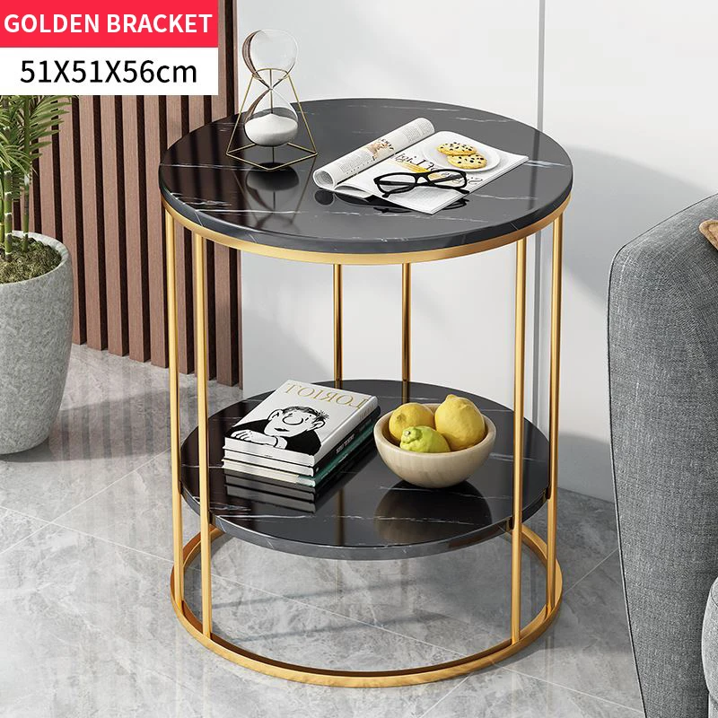 Small table bedroom simple modern coffee table marble pattern small round table double stone pattern desk