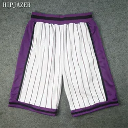 2021 High Quality  Purple Stripe Men Basketball Shorts   Street  Fitness  Shorts With Pocket  Training  Running Clothes