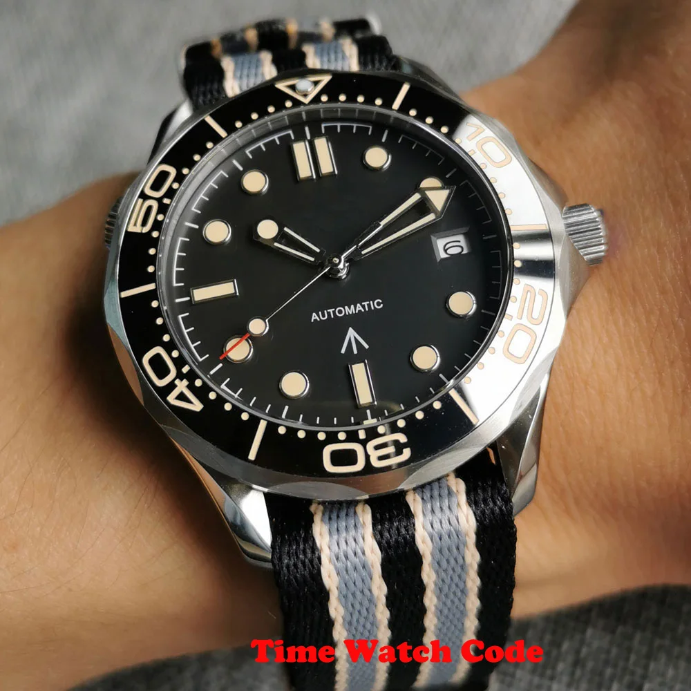 

NH35/PT5000/Miyota8215 Sapphire Crystal Men's Automatic Watch Date Luminous Sterile Black Dial Nylon Strap Ceramic Bezel 41mm