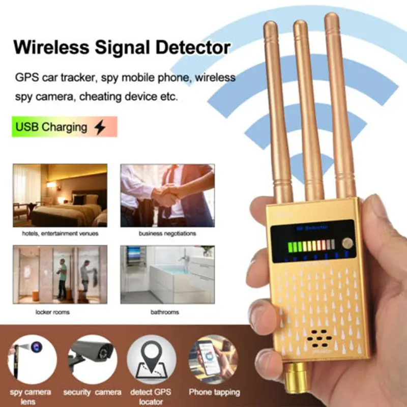 

Professional Anti-Eavesdropping Detector 3 Antenna Anti-spy RF Signal Detect GSM Audio Bug GPS Tracker Wireless Camera Finder