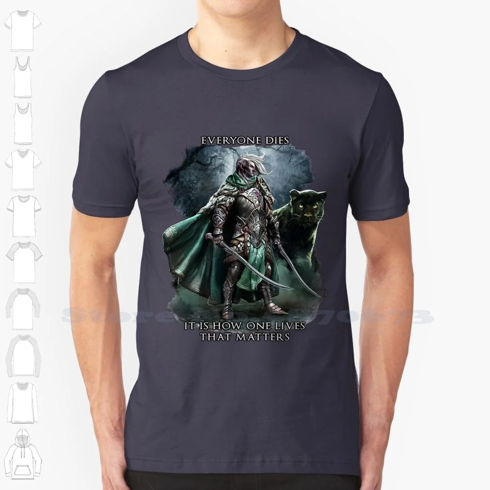 Drizzt Do'Urden Drow Fighter 100% Pure Cotton T-Shirt Drizzt Dourden Forgotten Realms Icewind Dale Drow And Dragons Salvatore