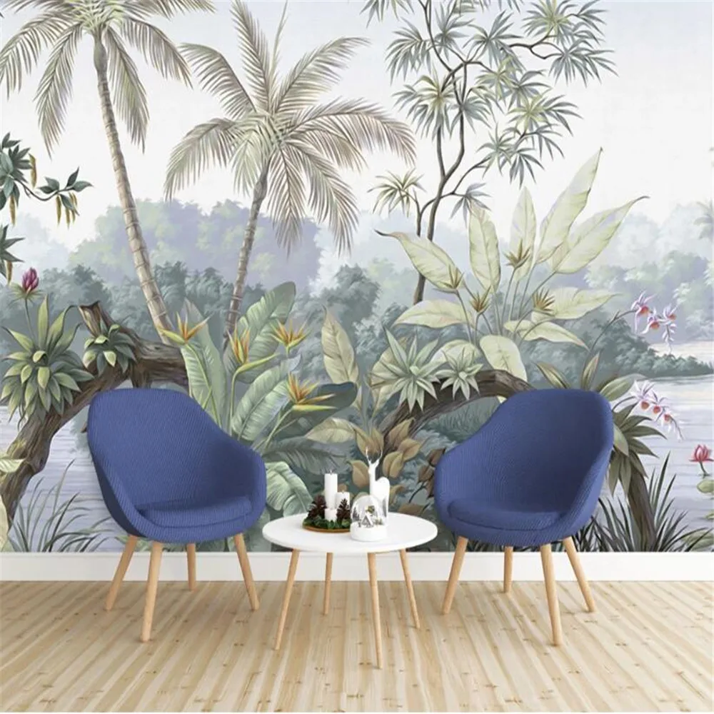 

Milofi high-end European retro nostalgic pastoral rainforest mural background wall