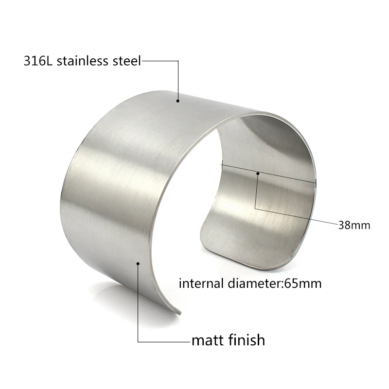 Fashion Stainless Steel Cuff Bracelets Bangles Brand 52-72mm Fine Jewelry Top Quality Wide Cuff Bangle Bracelet 2024