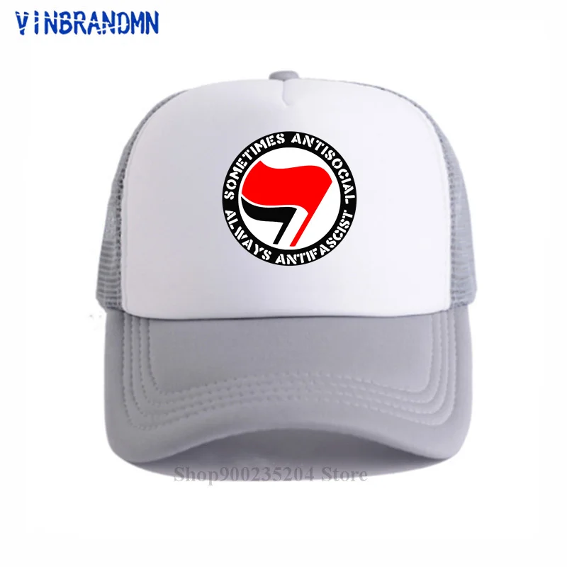 Antifa Symbol Baseball caps Sometimes Antisocial Always Antifascist sun hats Antifascism Socialist Leftist Antifa Flag Logo hats