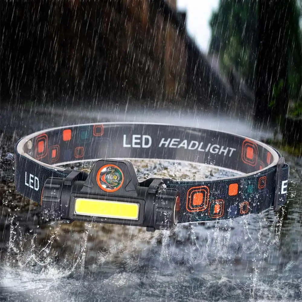 Zoomable Built-in Battery Camping Powerful LED Headlamp COB USB Rechargeable Headlight Waterproof Head Torch Head Lamp Lantern