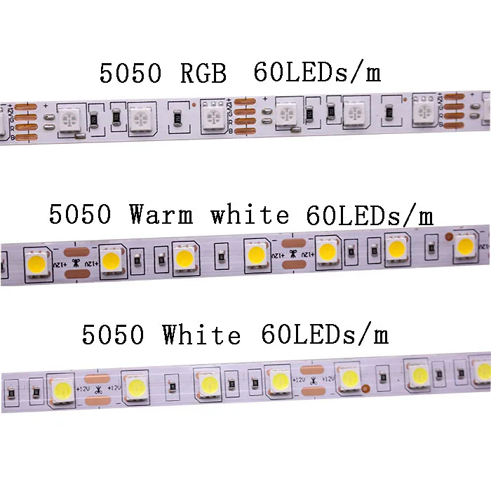 Taśma LED 12v 24V 5050 wodoodporna IP20 IP65 IP67 IP68 podwodna rura silikonowa 60 leds/m elastyczna dioda LED RGB 5 m/partia.