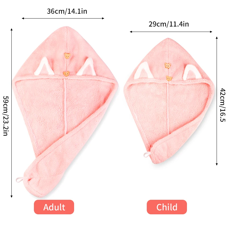 2022 latest Microfiber dry Hair Towel Cute Women And Child After shower Hair Drying Hat  Absorption Turban Towels Bathing Tools