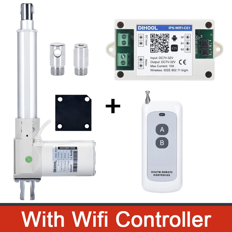 Imagem -04 - Curso Grande Impulso Atuador Linear Elétrico 8000n 800kg 1800lb 12v 24v dc Motor Telescópico Controlador sem Fio Dhla8000 550 mm