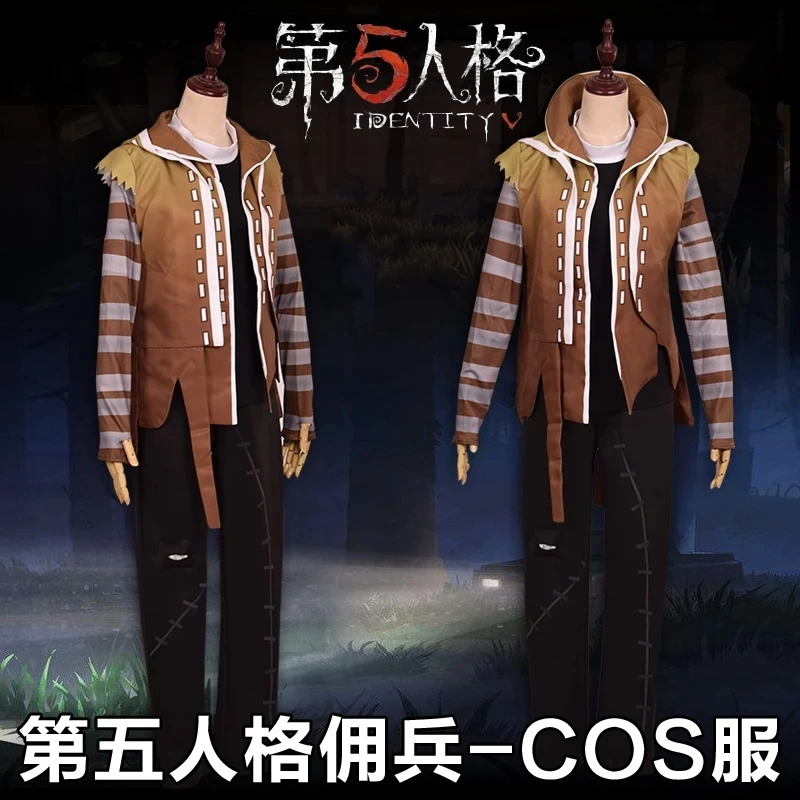 Anime Identity V Naib Subedar Assassin Cloak Skin Leather Gothic Uniform Cosplay Costume Clothes With buttonholes For Halloween