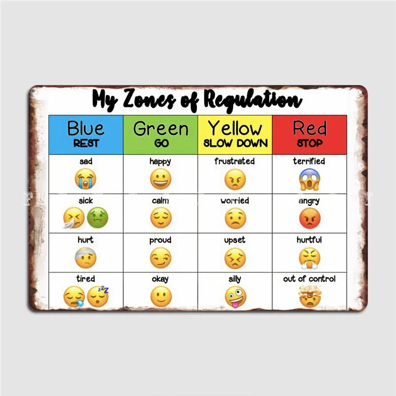 My Zones Of Regulation Metal Plaque Poster Wall Mural Cave Pub Design Plaques Tin Sign Posters