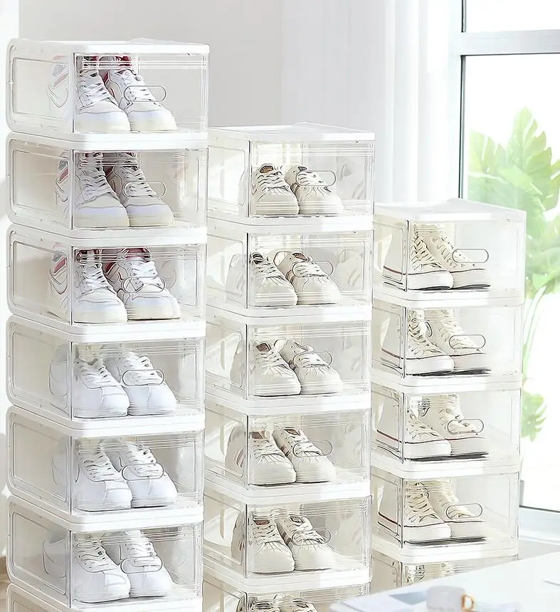 Plastic transparent drawer type shoe box sorting box dormitory artifact AJ shoe rack shoe cabinet household shoes storage box