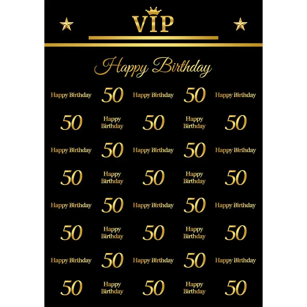 Happy 50th 40 30 25 18 Birthday Party Photo Background Props Gold Poster Vinyl Photography Backdrops Photo Studio