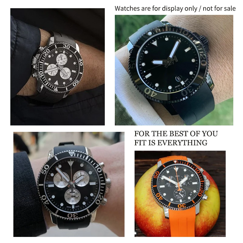 21mm 22mm Rubber Silicone Watch Strap Waterproof Black Orange Watchband Suitable for Tissot T120407 T120417 Sport Accessories
