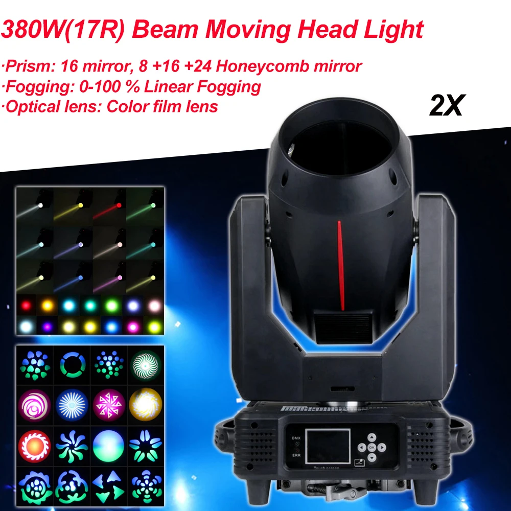 

2Pcs/Lot 18R 380W Beam Moving Head Light Bulb Spot&Wash Lyre 2 Prisms For DMX 512 Stage DJ Event Show KTV Bar Wedding